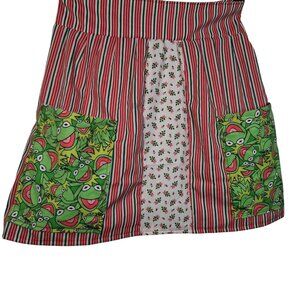 Homemade Christmas Apron Patchwork Kermit The Frog One Of A Kind Holiday 1 Size